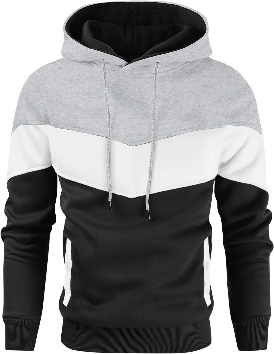 Ymosrh Mens Novelty Color Block Hoodies Pullover Long Sleeve Casual Workout Athletic Hooded Sweatshirt Hoodie, M-4XL