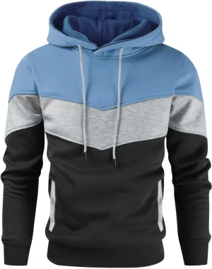 Ymosrh Mens Novelty Color Block Hoodies Pullover Long Sleeve Casual Workout Athletic Hooded Sweatshirt Hoodie, M-4XL