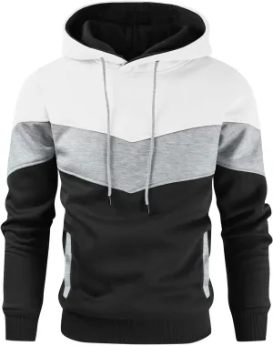 Ymosrh Mens Novelty Color Block Hoodies Pullover Long Sleeve Casual Workout Athletic Hooded Sweatshirt Hoodie, M-4XL
