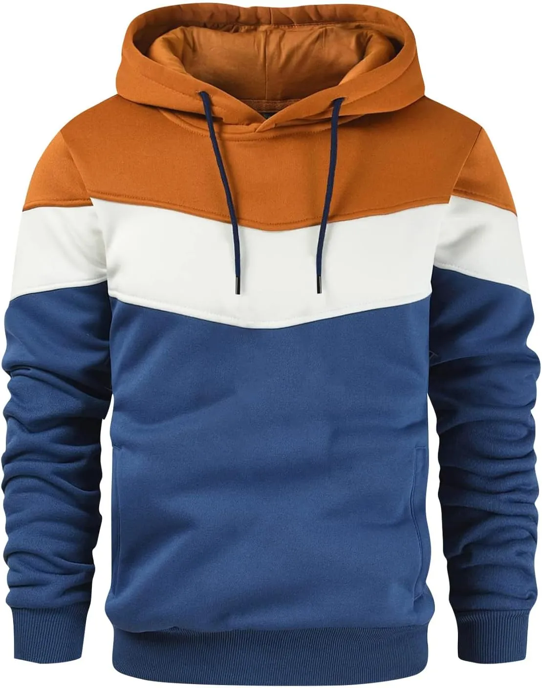 Ymosrh Mens Novelty Color Block Hoodies Pullover Long Sleeve Casual Workout Athletic Hooded Sweatshirt Hoodie, M-4XL