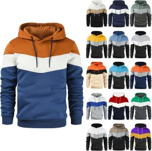 Ymosrh Mens Novelty Color Block Hoodies Pullover Long Sleeve Casual Workout Athletic Hooded Sweatshirt Hoodie, M-4XL