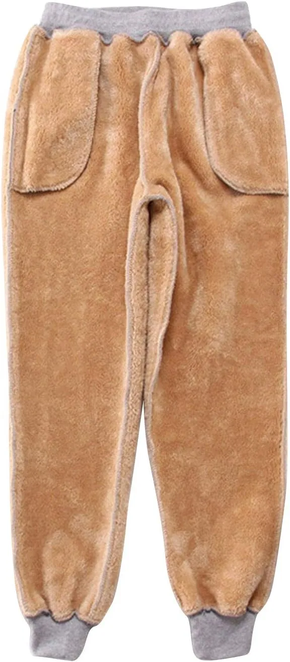 ZGZZ7 Women's Winter Sherpa-Lined Sweatpants Embroidered Athletic Fleece Joggers Pants