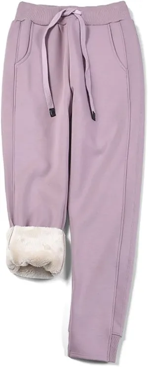 ZGZZ7 Women's Winter Thermal Sherpa-Lined Sweatpants Fleece Joggers Workout Active Pants