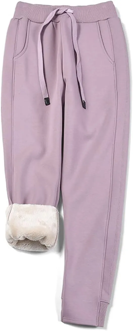 ZGZZ7 Women's Winter Thermal Sherpa-Lined Sweatpants Fleece Joggers Workout Active Pants