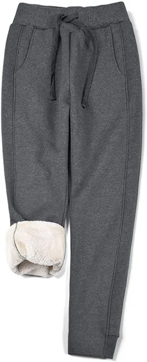 ZGZZ7 Women's Winter Thermal Sherpa-Lined Sweatpants Fleece Joggers Workout Active Pants