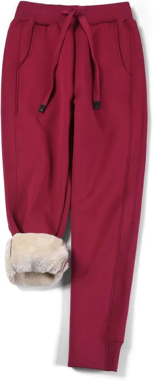 ZGZZ7 Women's Winter Thermal Sherpa-Lined Sweatpants Fleece Joggers Workout Active Pants