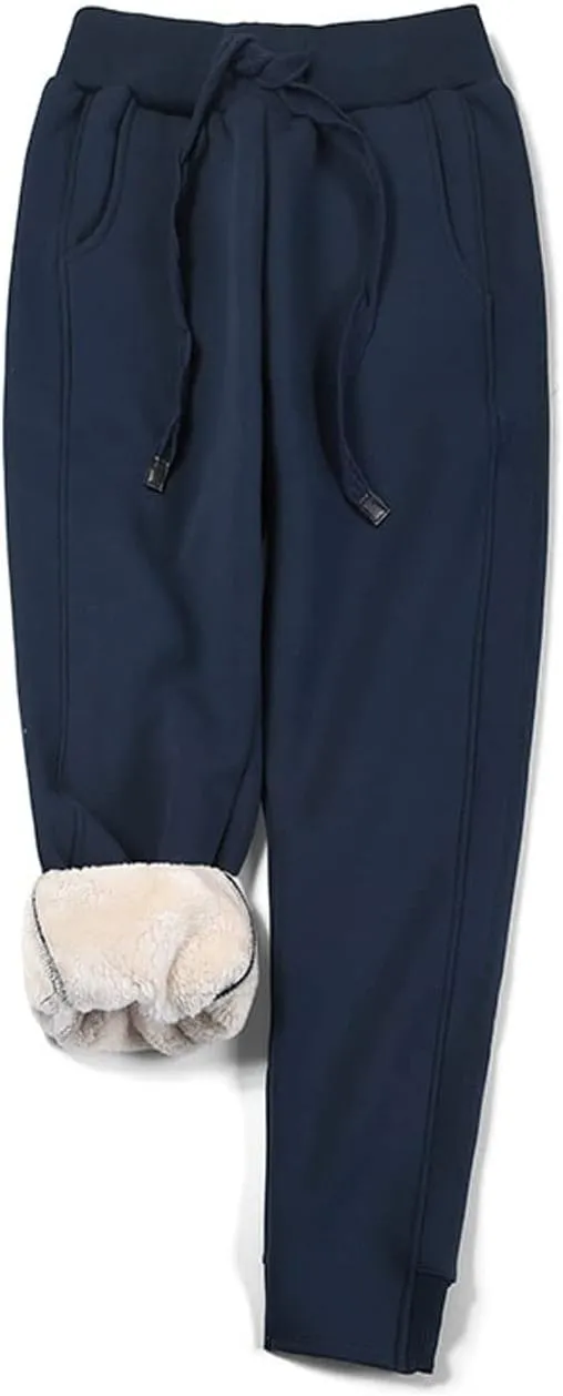 ZGZZ7 Women's Winter Thermal Sherpa-Lined Sweatpants Fleece Joggers Workout Active Pants