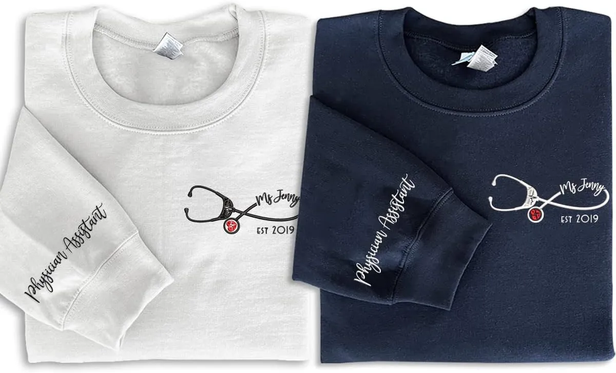 ZI POD-Personalized Nurse Embroidered Sweatshirts Custom Name And Date For Women, Nurse Birthday Gifts Shirt, Nurse Sweater
