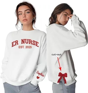 ZI POD-Personalized Nurse Embroidered Sweatshirts Custom Name And Date For Women, Nurse Birthday Gifts Shirt, Nurse Sweater