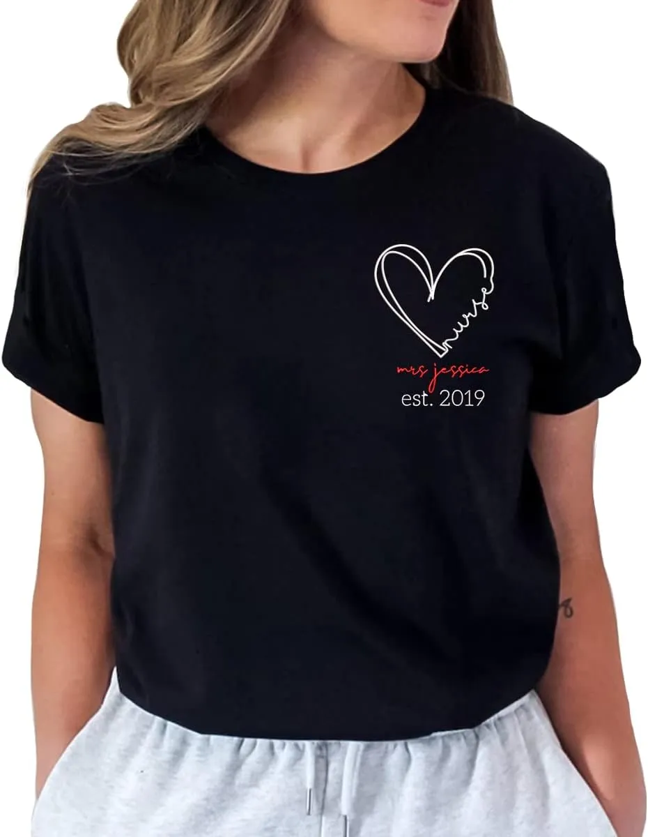 ZI POD-Personalized Nurse Embroidered Sweatshirts Custom Name And Date For Women, Nurse Birthday Gifts Shirt, Nurse Sweater