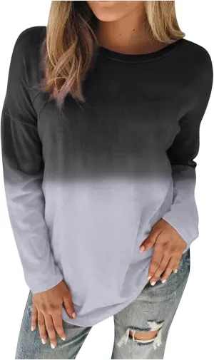 ZYXTIM Women Tie Dye T-Shirts Casual Lightweight Cozy Slouchy Loose Crewneck Pullover Tunic Tops Plus Size Stripe Colorblock